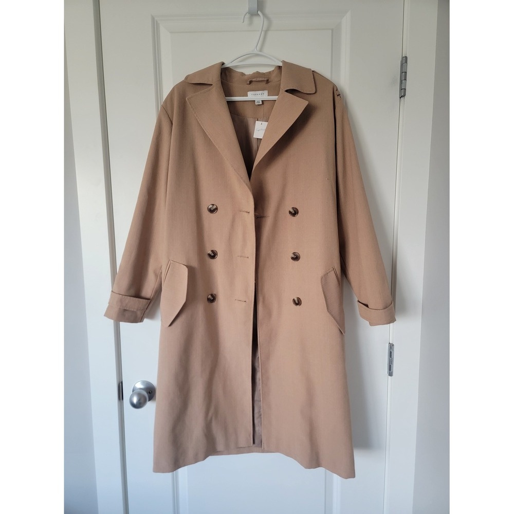 Topshop Tan Double-Breasted Trench Coat